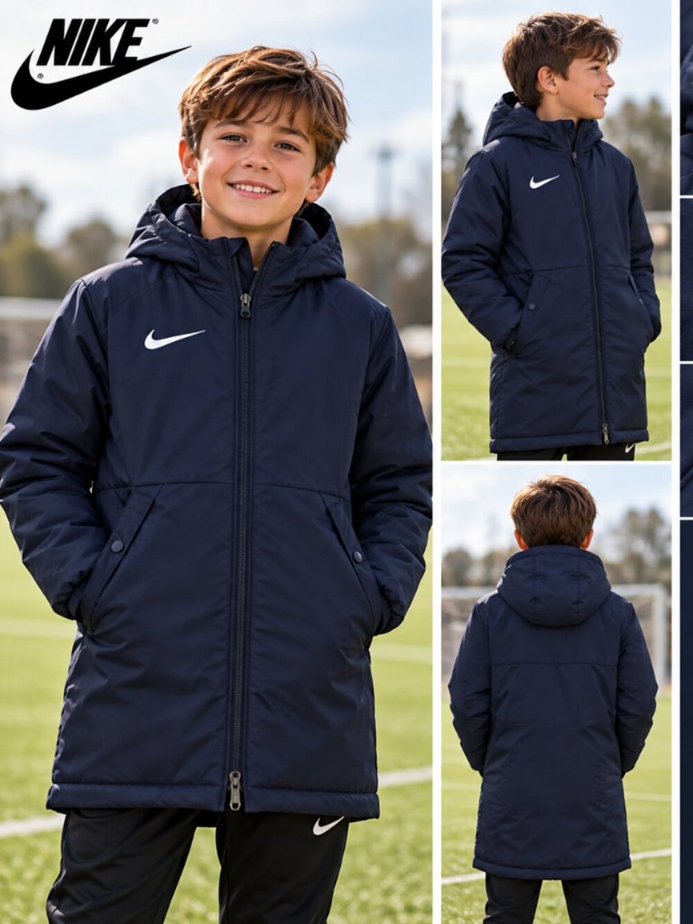 NWT Nike Park 20 Youth M Long Winter Soccer Jacket Navy
